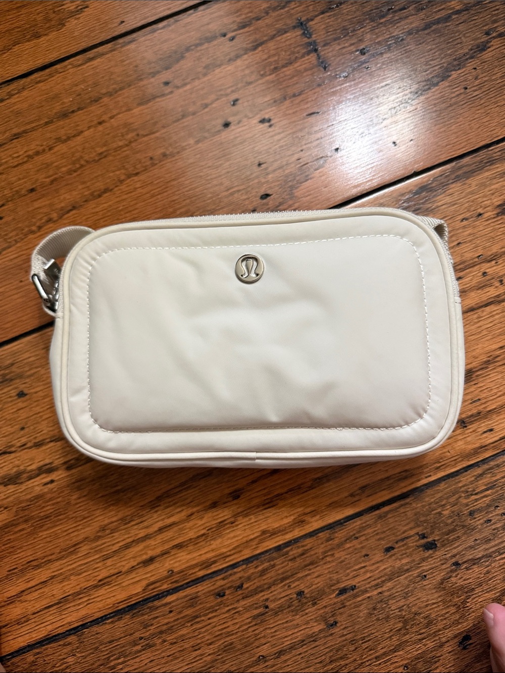Lululemon athletica Cream Belt Bag with Silver Logo